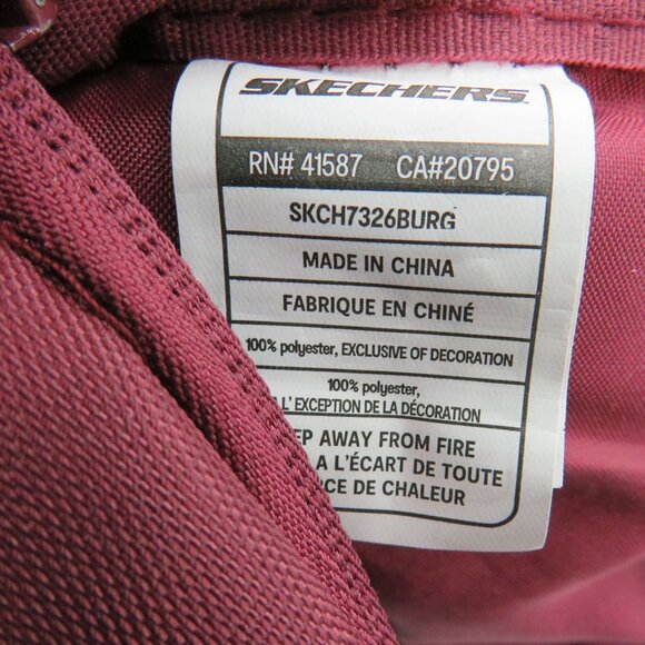 Skechers Burgundy 17" Backpack Mesh Pockets Padded Straps Durable Design - Picture 8 of 10